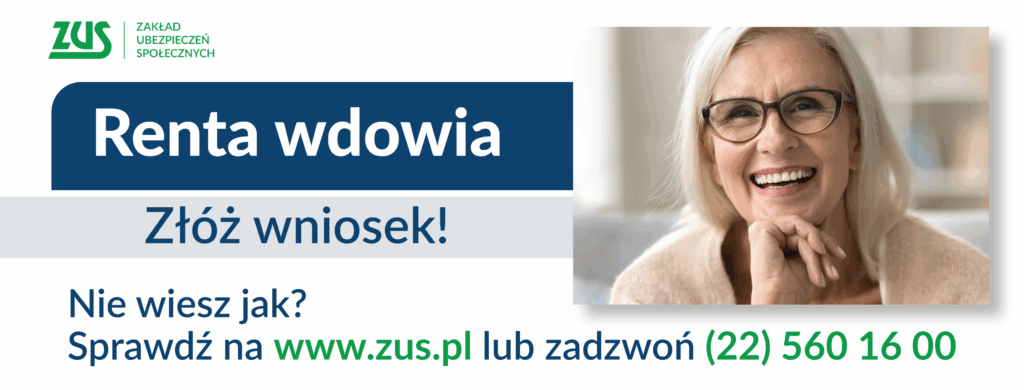 baner Renta wdowia - złóż wniosek, Zakład Ubezpieczeń Społecznych 